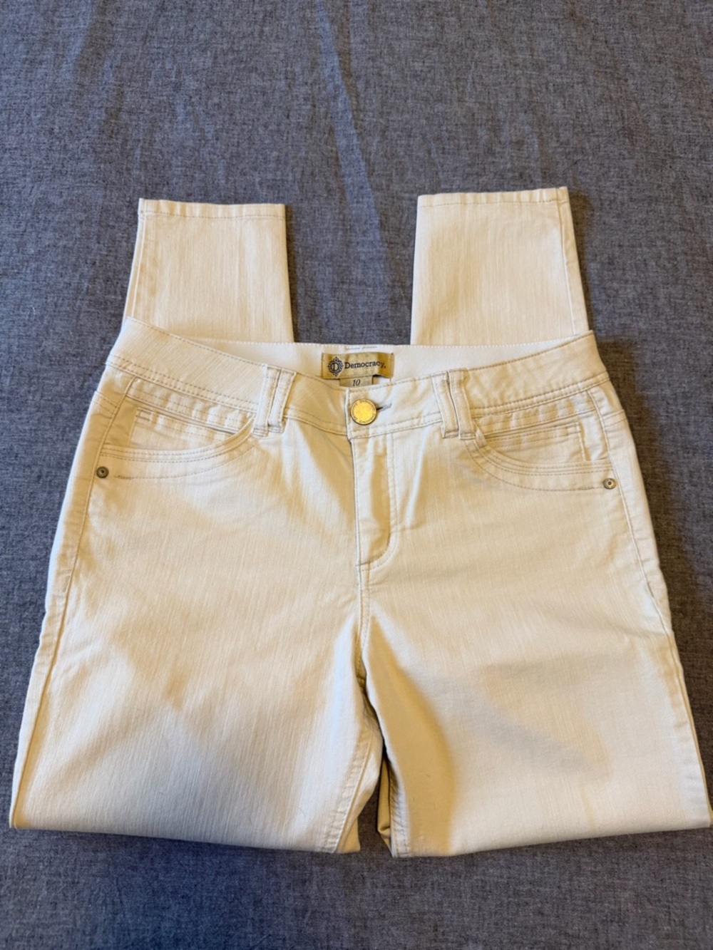 Democracy Women's Cream High-Rise Stretch Jeans